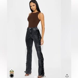 Fashion Nova Lace Up Denim Jeans